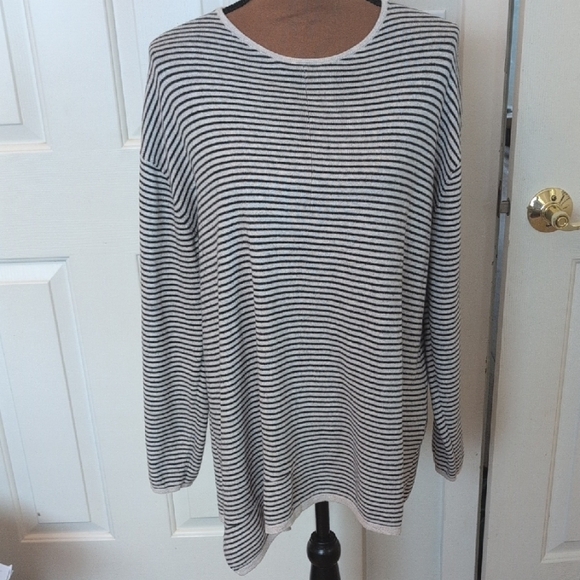Pure J Jill Cotton Cashmere Striped Sweater Womens Size Large - Picture 2 of 8
